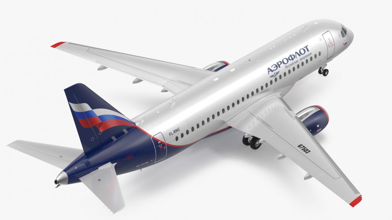 3D Sukhoi Superjet 100 95lr Aeroflot model