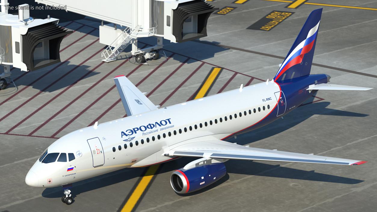 3D Sukhoi Superjet 100 95lr Aeroflot model