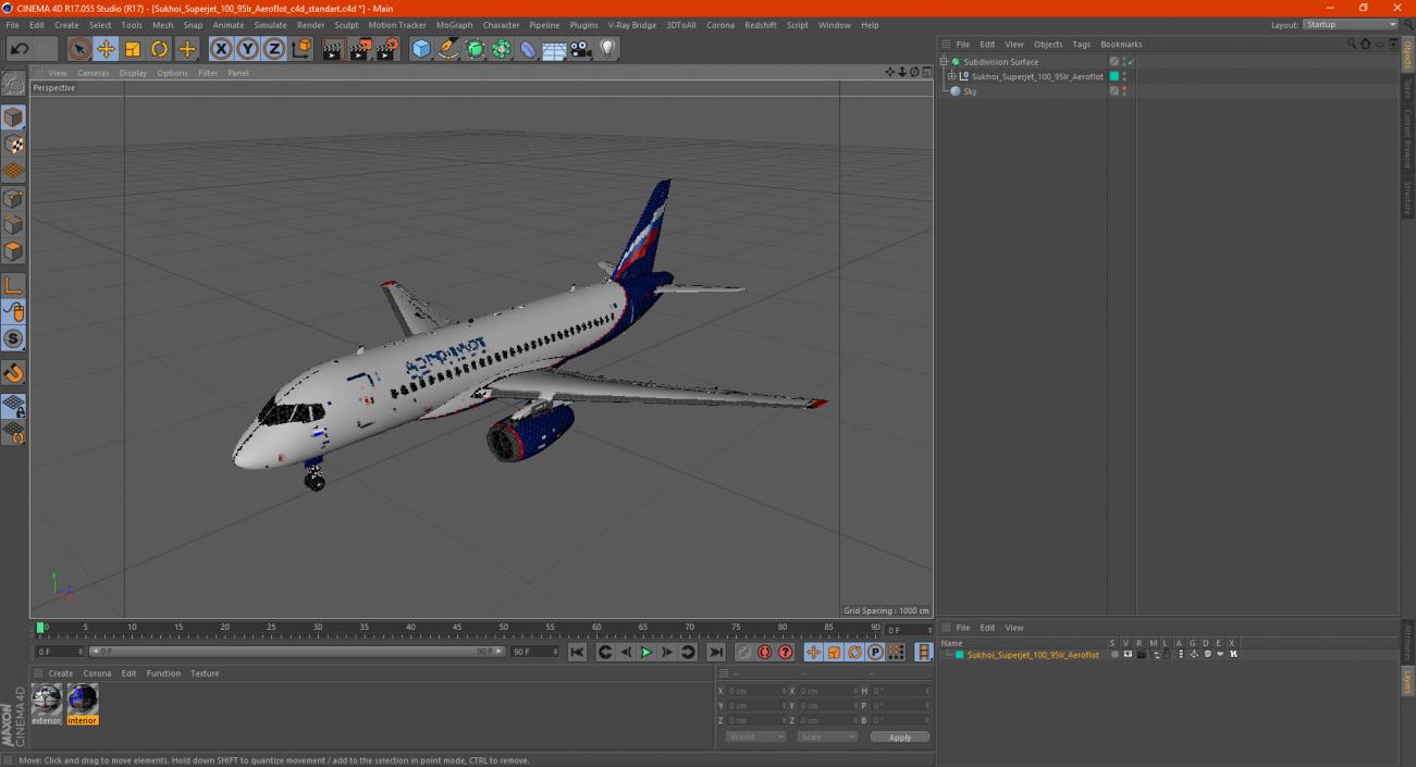 3D Sukhoi Superjet 100 95lr Aeroflot model