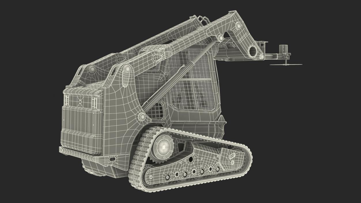 3D Compact Track Loader with Brush Saw Attachment Rigged model