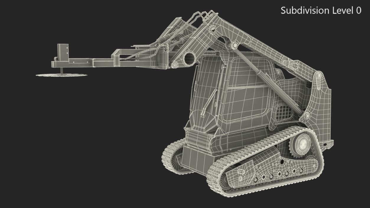 3D Compact Track Loader with Brush Saw Attachment Rigged model