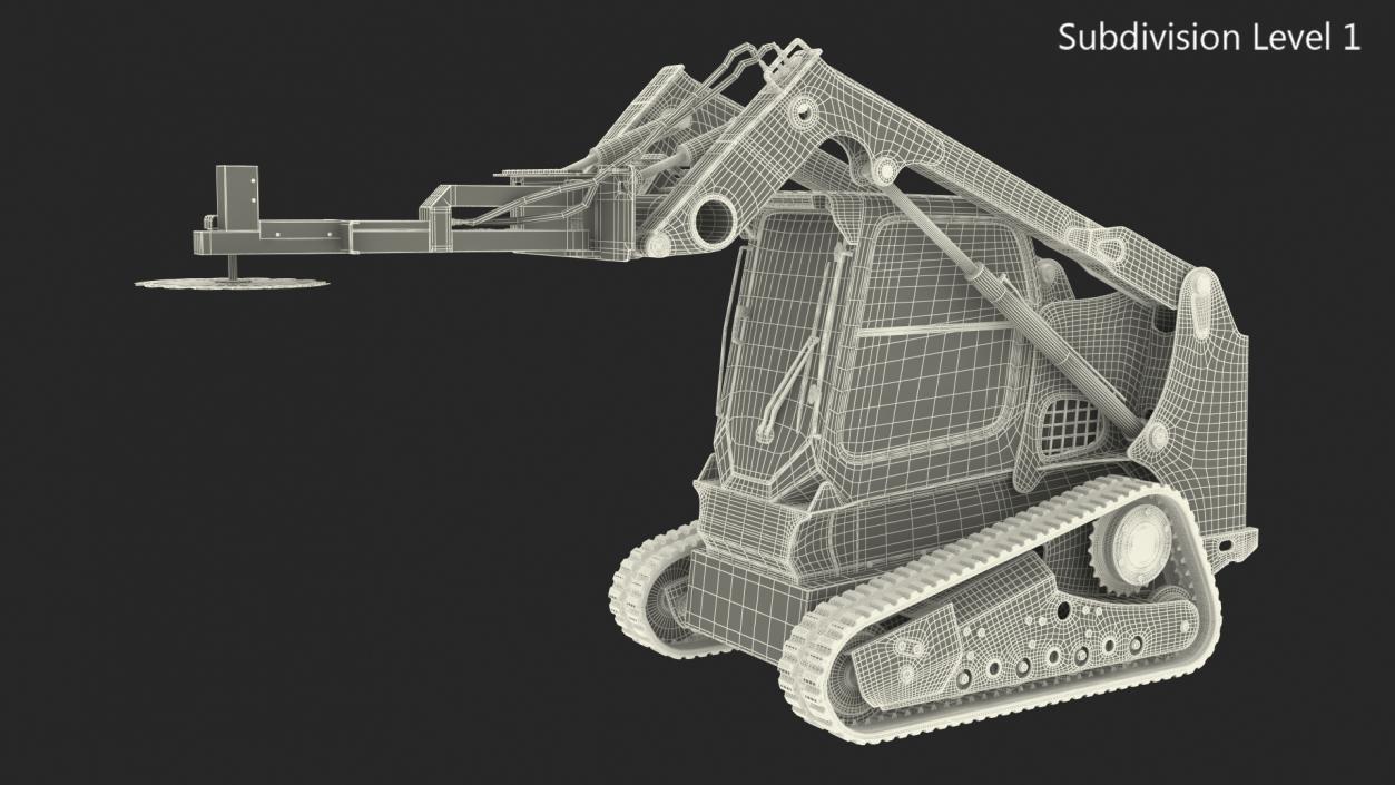 3D Compact Track Loader with Brush Saw Attachment Rigged model