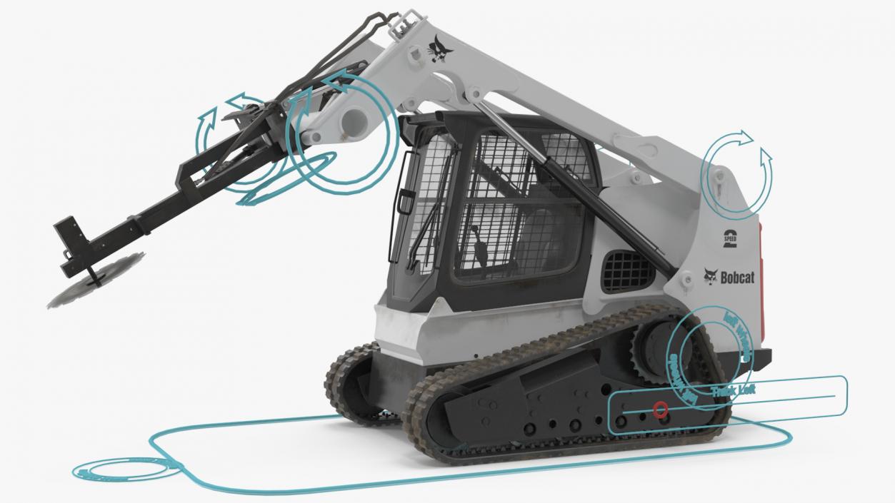 3D Compact Track Loader with Brush Saw Attachment Rigged model