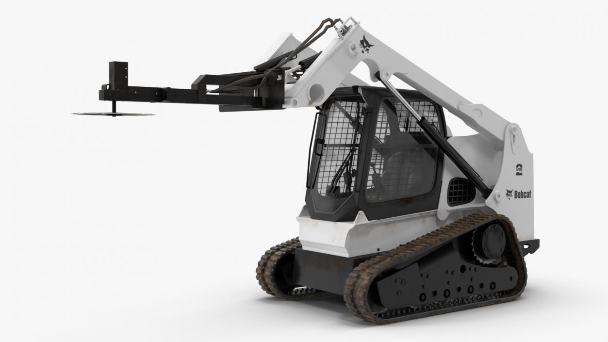 3D Compact Track Loader with Brush Saw Attachment Rigged model