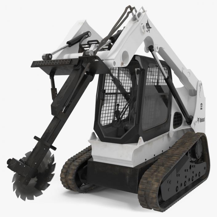 3D Compact Track Loader with Brush Saw Attachment Rigged model