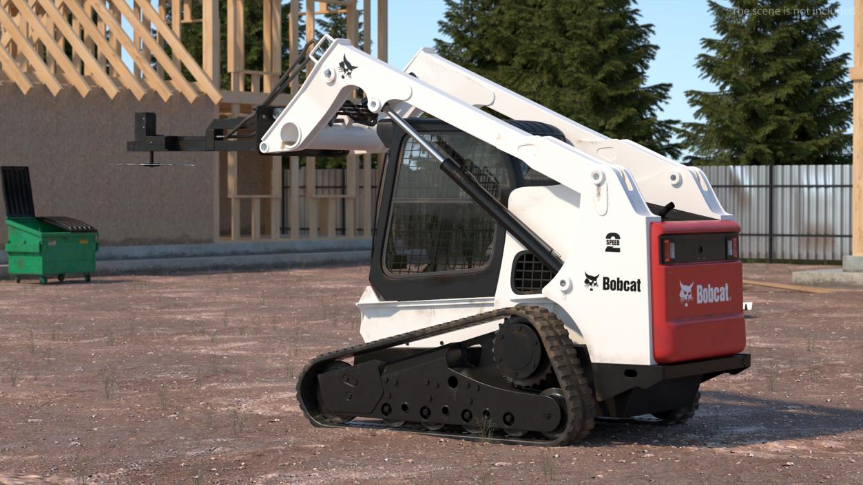 3D Compact Track Loader with Brush Saw Attachment Rigged model