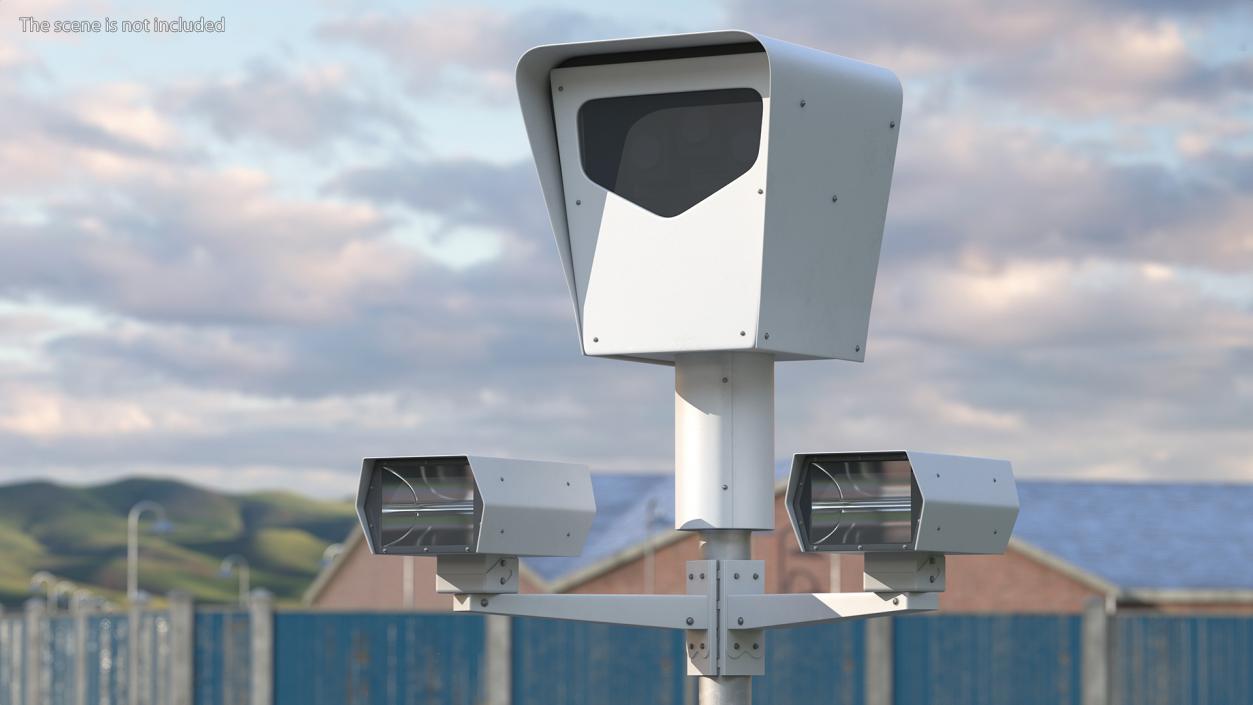 3D model Traffic Control Red Light Camera on Pole