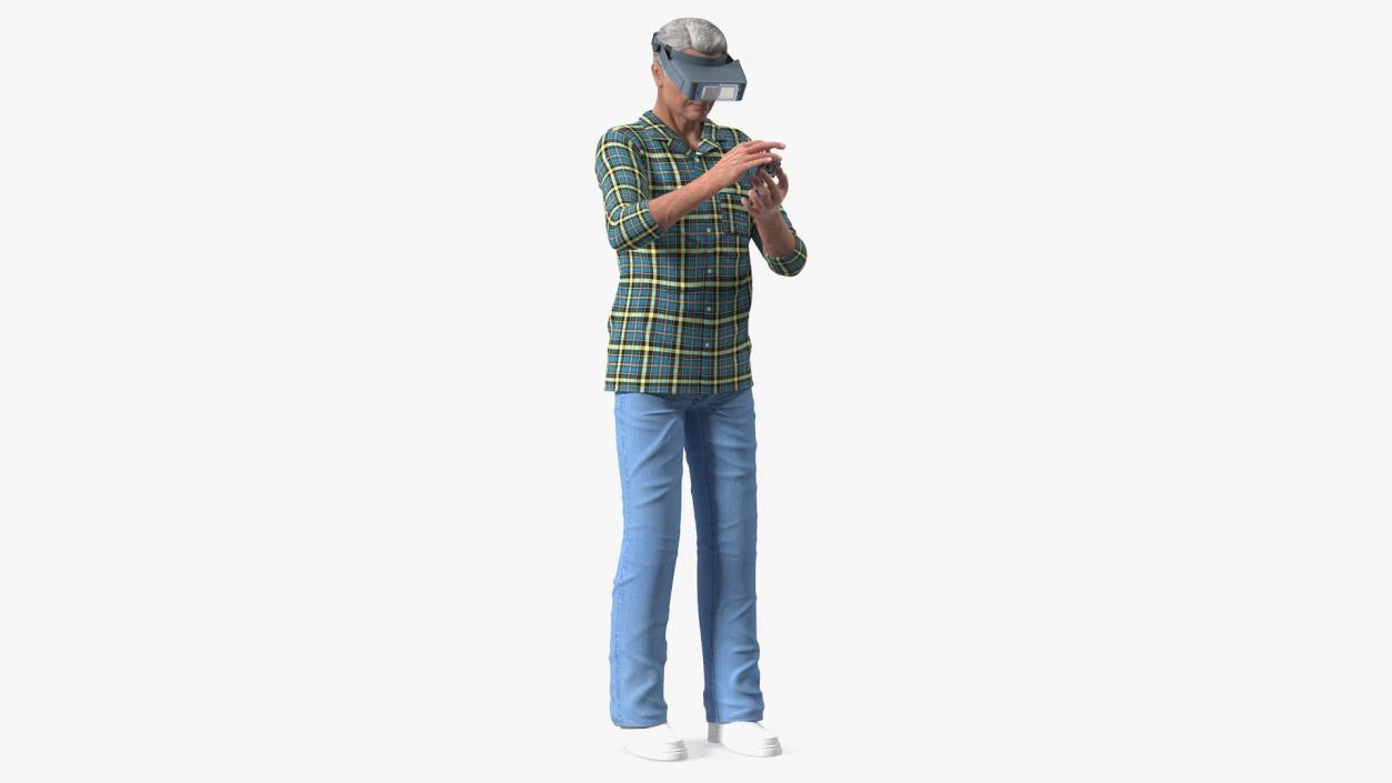 Man Repairing Mechanism with Optivisor Glass Binocular 3D model