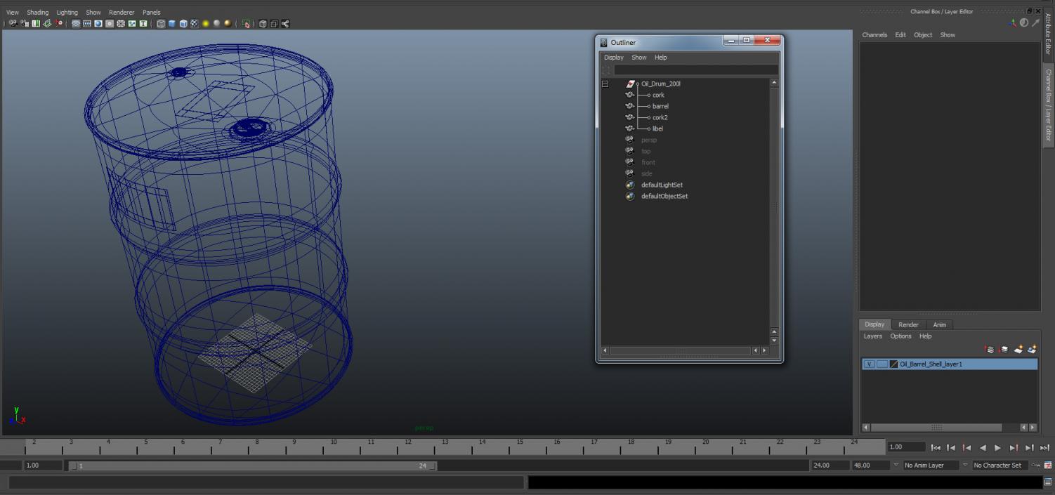 3D Oil Barrel Shell