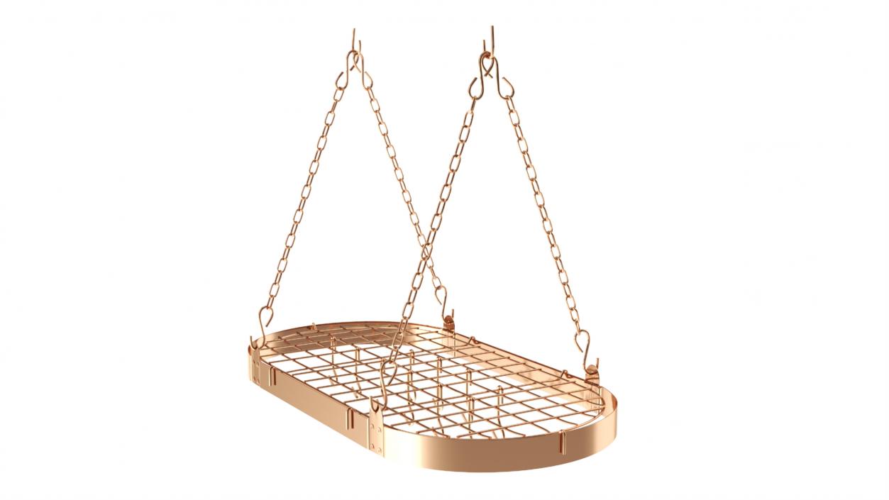 Chain Suspended Hanging Pot Rack Copper 3D model