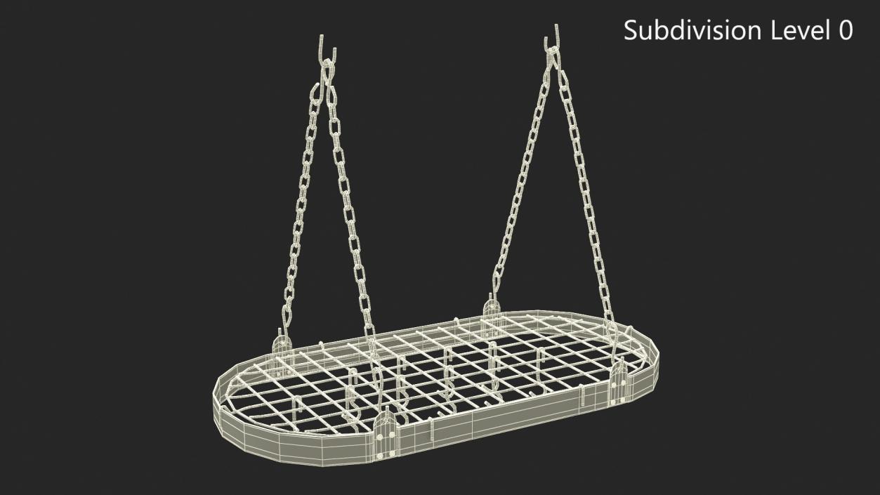 Chain Suspended Hanging Pot Rack Copper 3D model