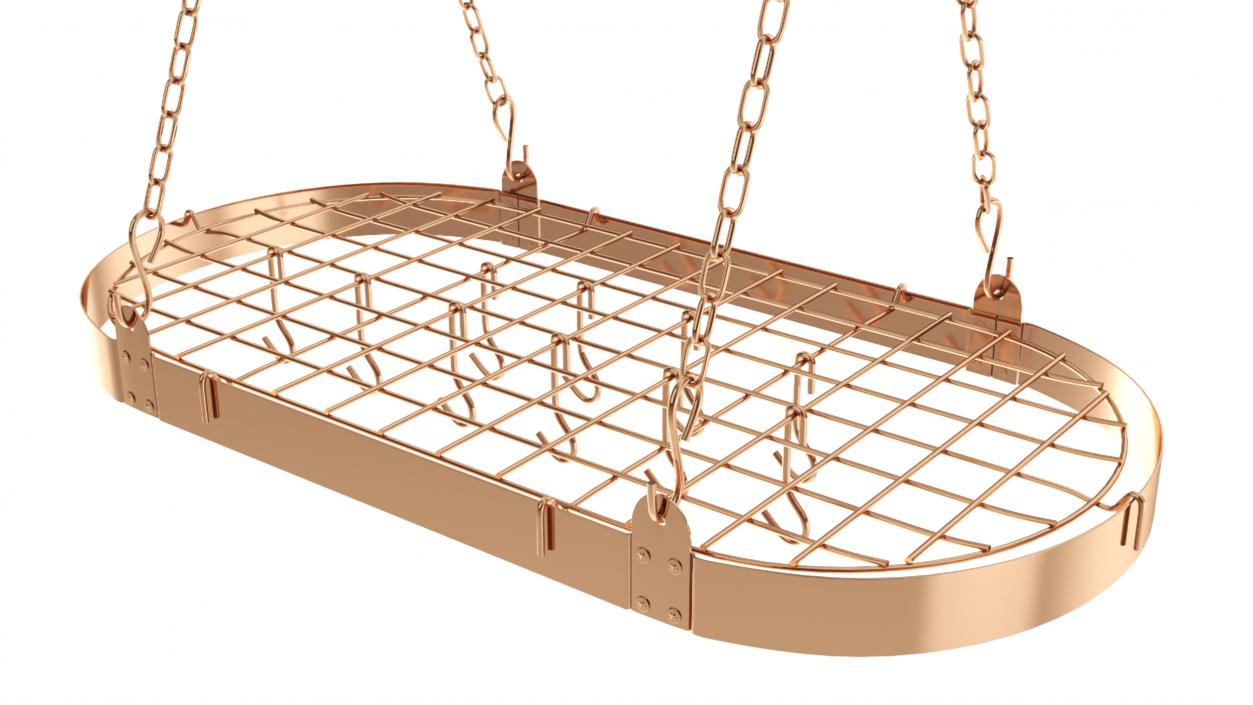 Chain Suspended Hanging Pot Rack Copper 3D model