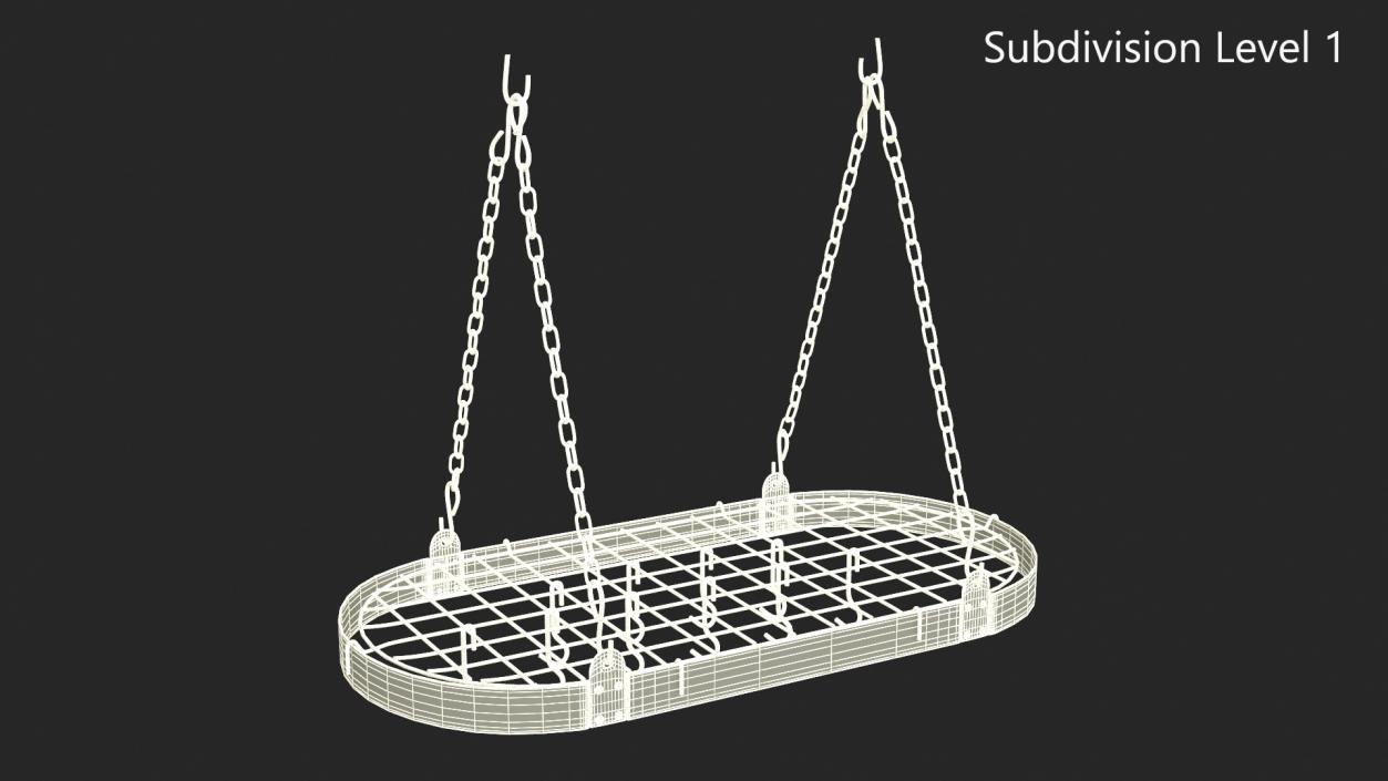 Chain Suspended Hanging Pot Rack Copper 3D model