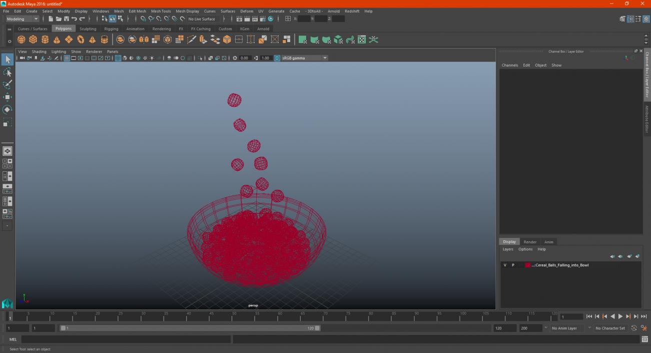 3D model Cereal Balls Falling into Bowl