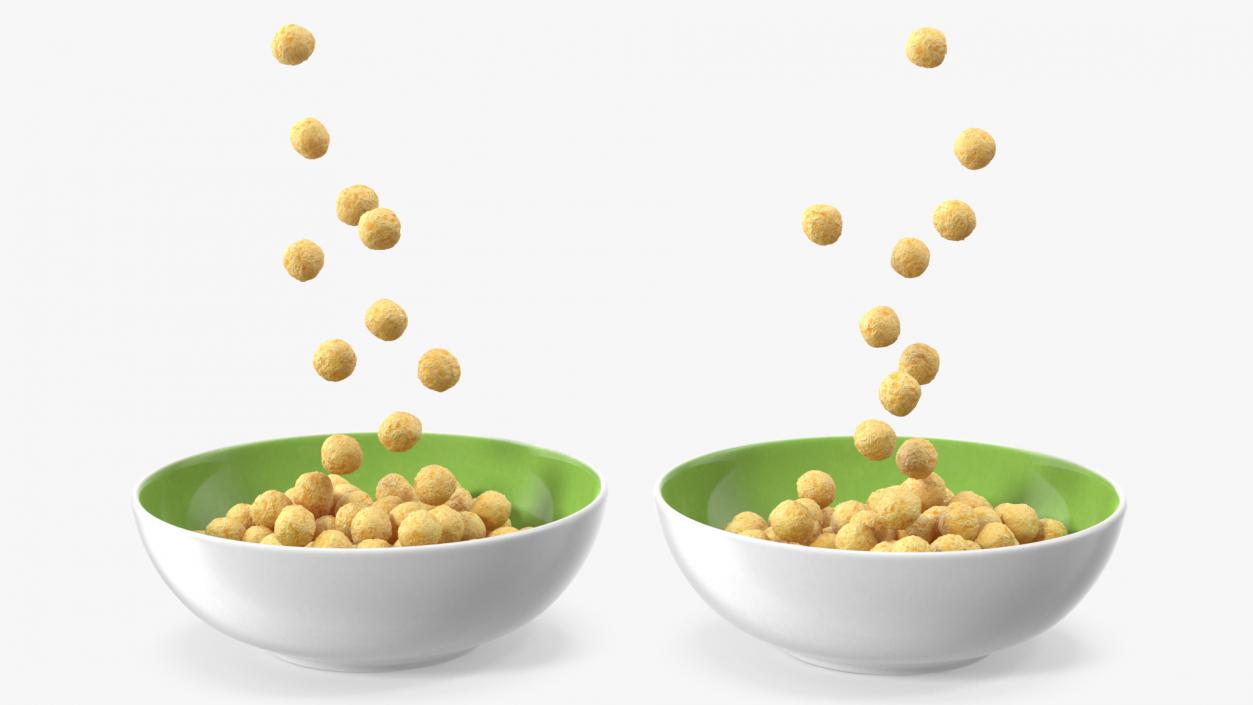 3D model Cereal Balls Falling into Bowl