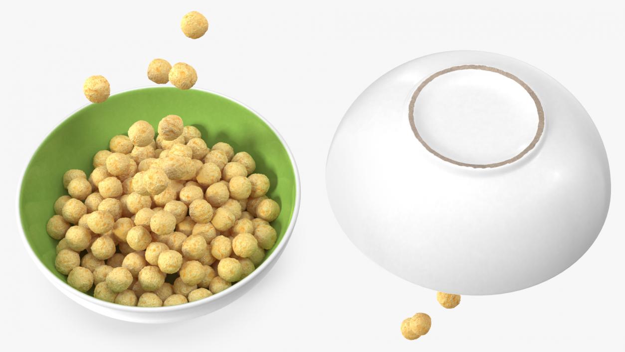 3D model Cereal Balls Falling into Bowl