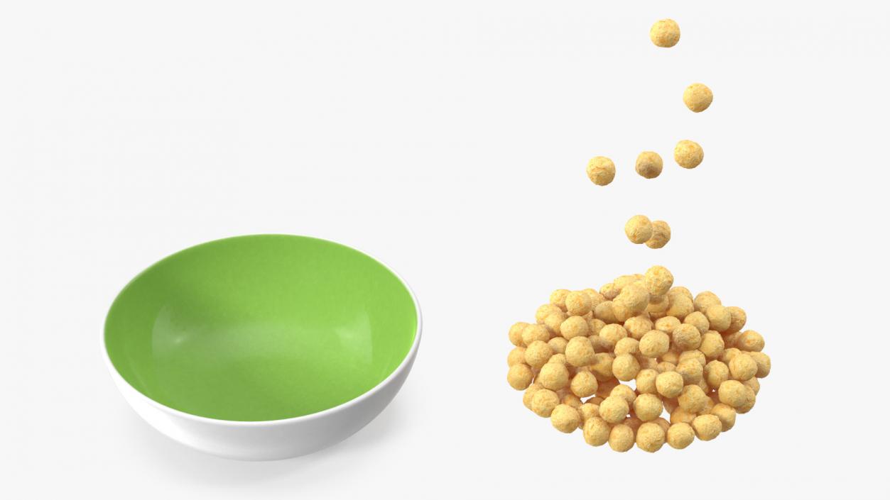 3D model Cereal Balls Falling into Bowl