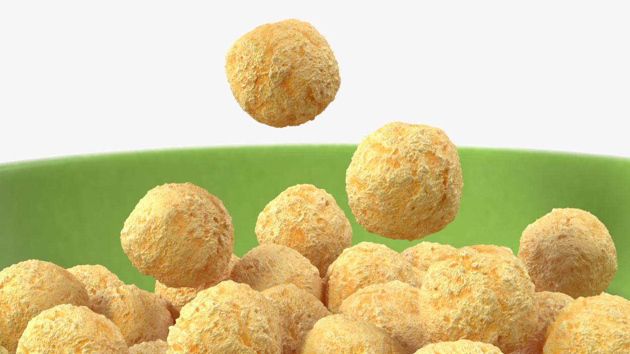 3D model Cereal Balls Falling into Bowl