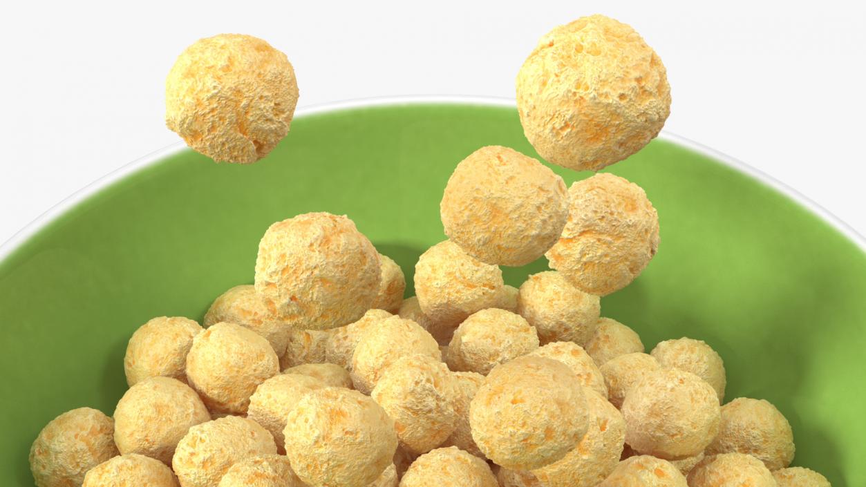 3D model Cereal Balls Falling into Bowl