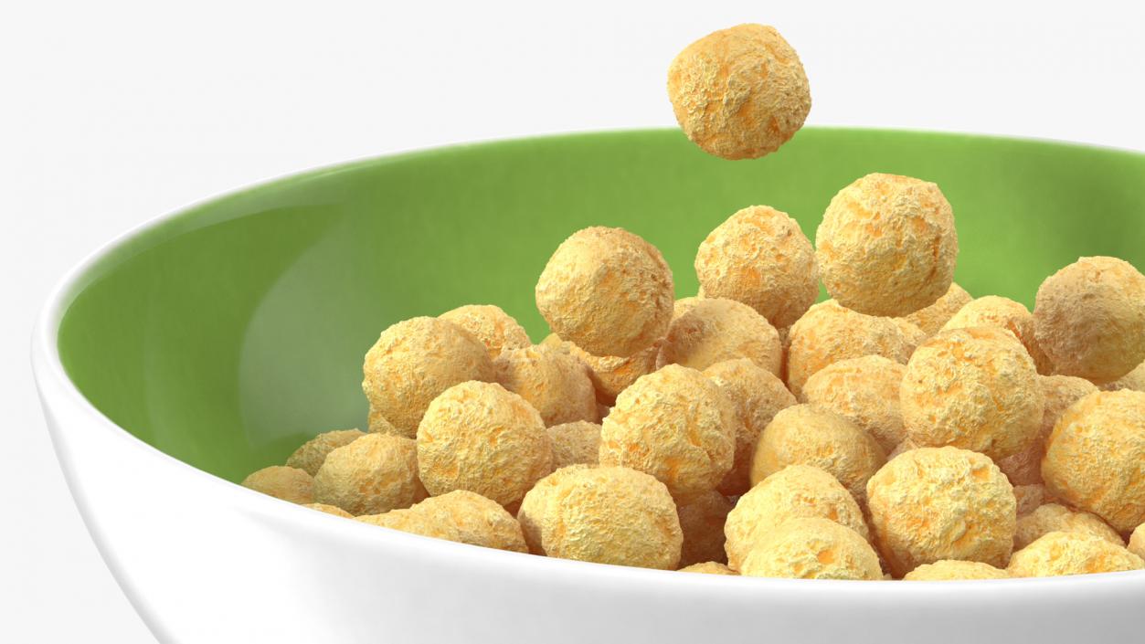 3D model Cereal Balls Falling into Bowl