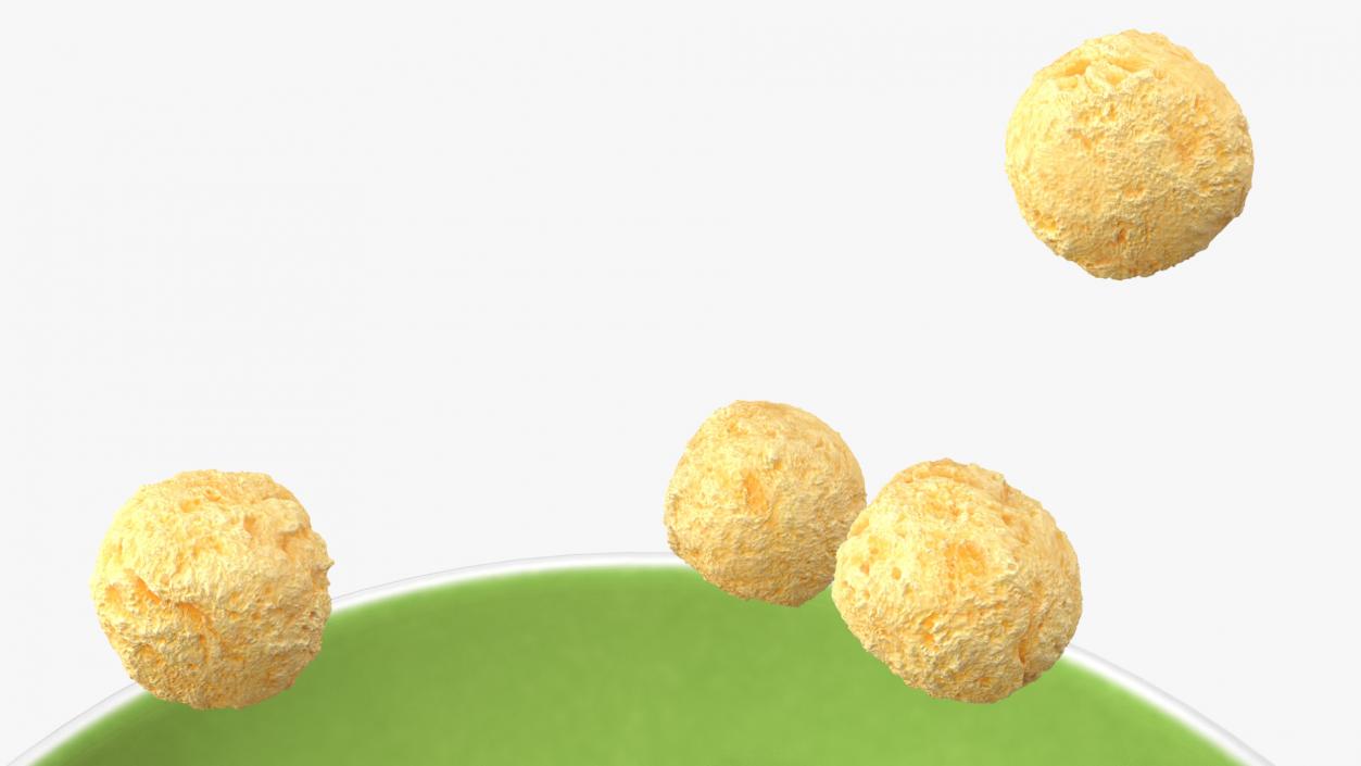 3D model Cereal Balls Falling into Bowl