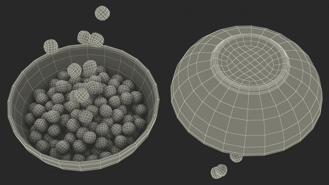 3D model Cereal Balls Falling into Bowl