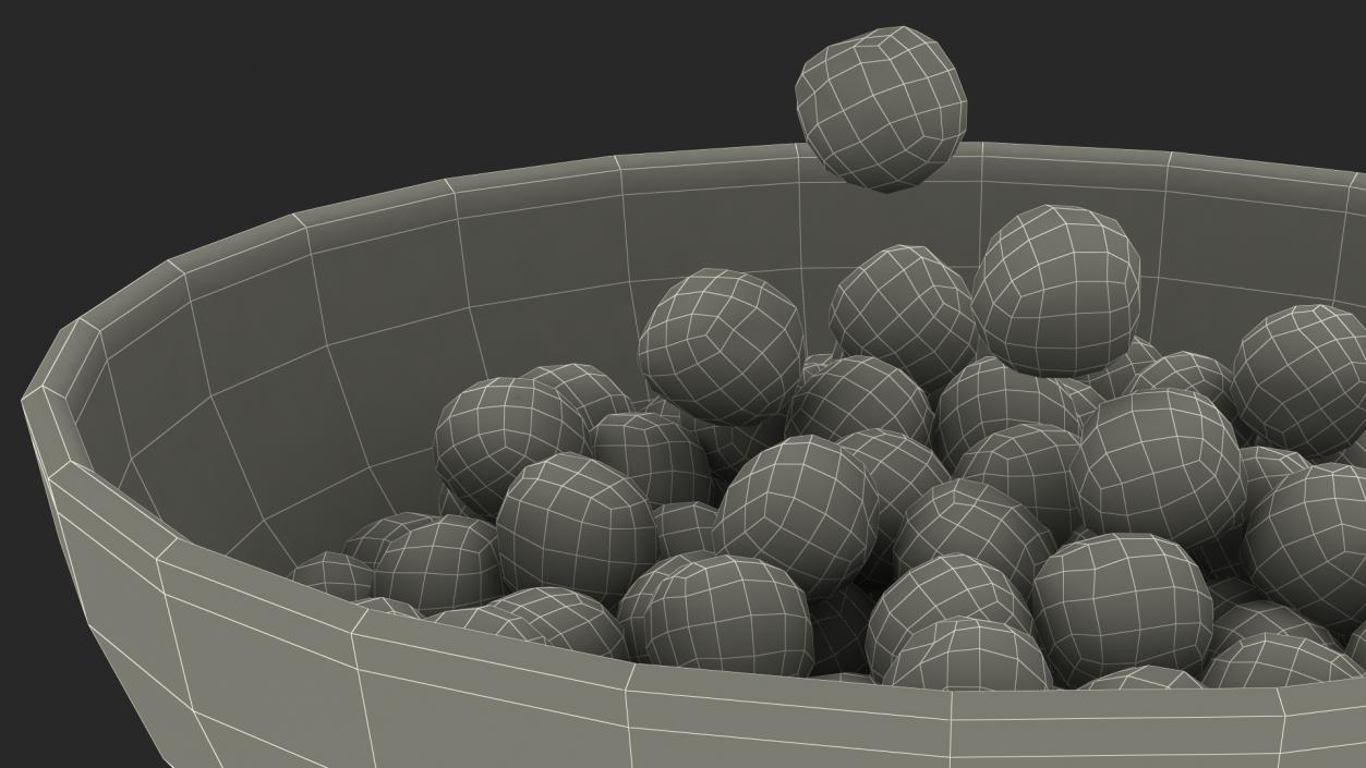 3D model Cereal Balls Falling into Bowl