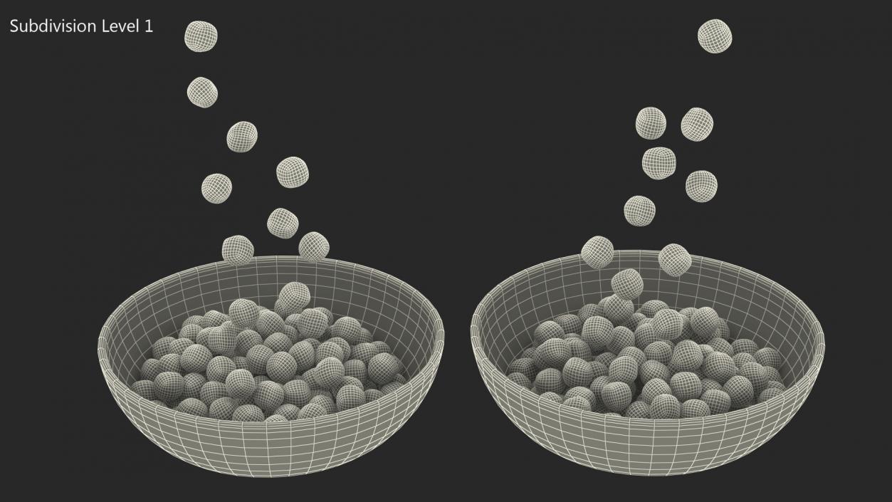 3D model Cereal Balls Falling into Bowl