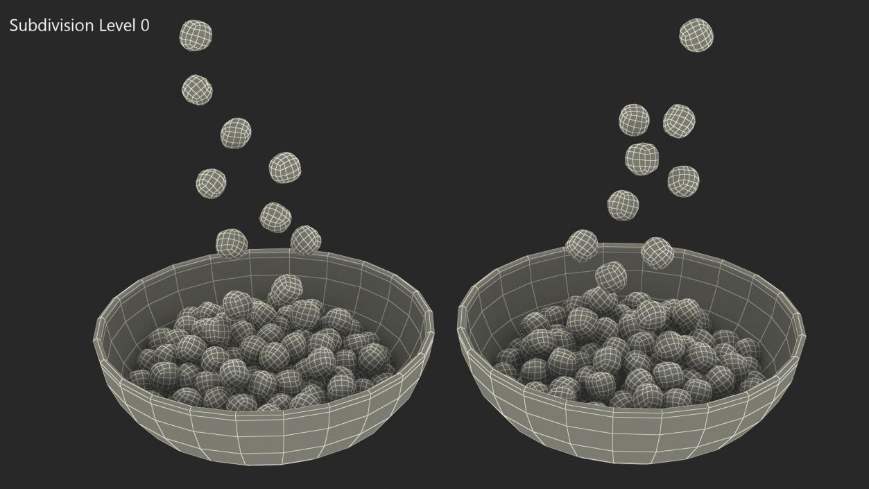 3D model Cereal Balls Falling into Bowl