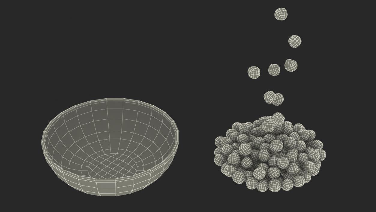 3D model Cereal Balls Falling into Bowl