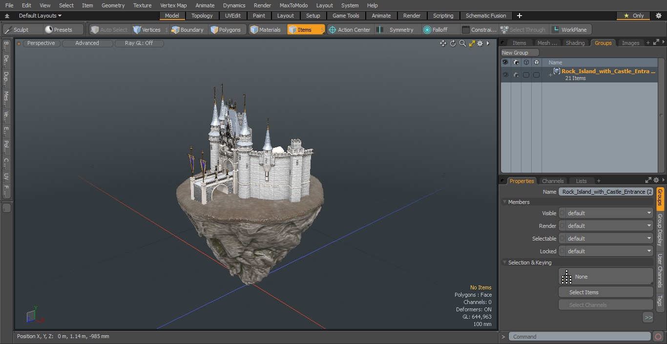 Rock Island with Castle Entrance 3D