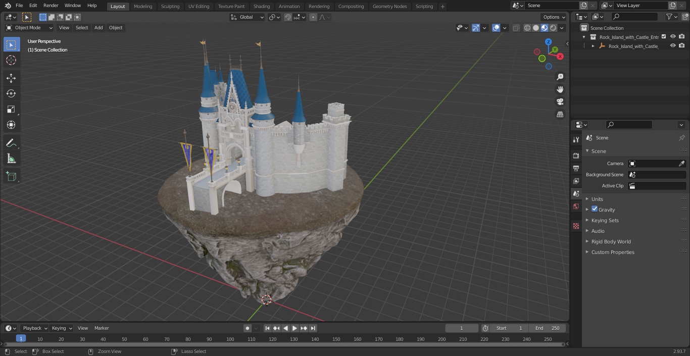 Rock Island with Castle Entrance 3D