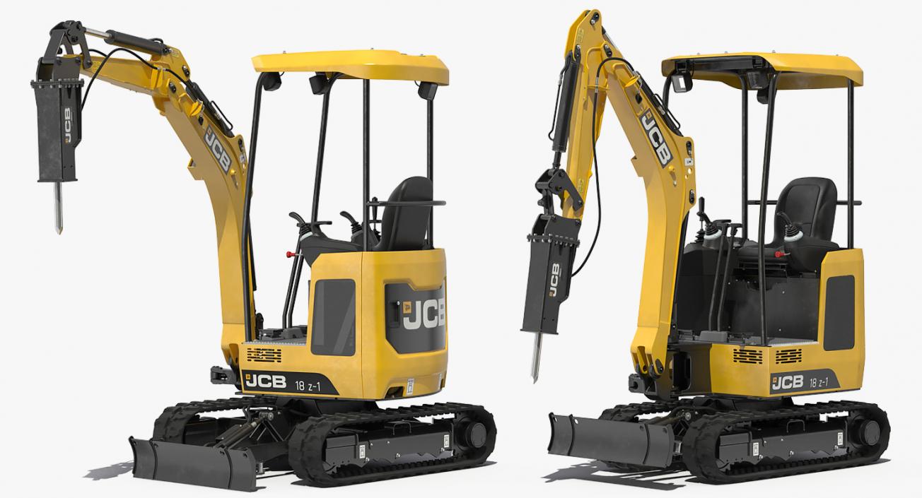 3D Mini Excavator JCB Rigged 3D Models Collection