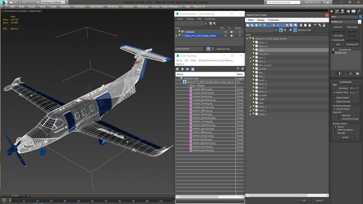 Pilatus PC12 NGX Simple Interior 3D