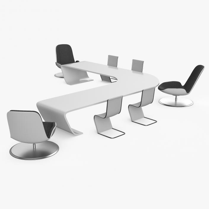 3D Futuristic Table with Chairs model