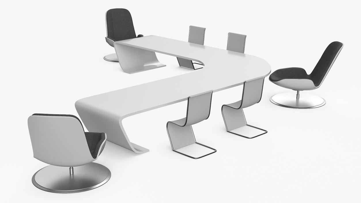 3D Futuristic Table with Chairs model