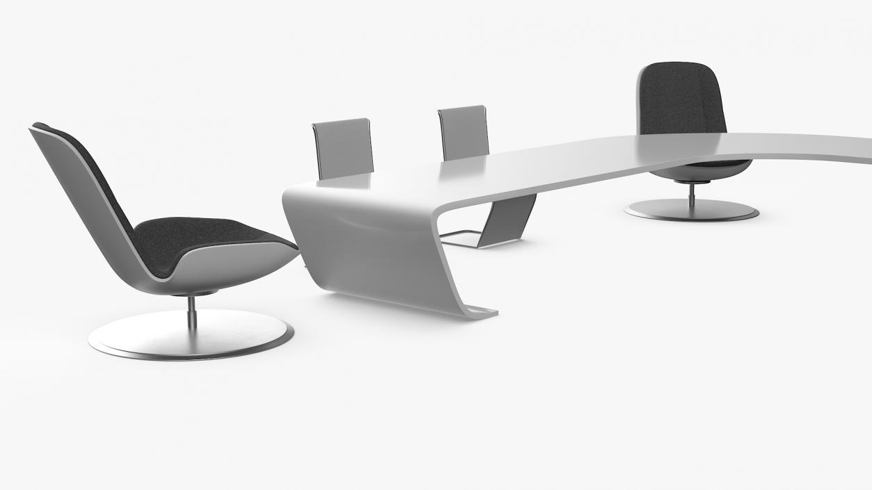 3D Futuristic Table with Chairs model