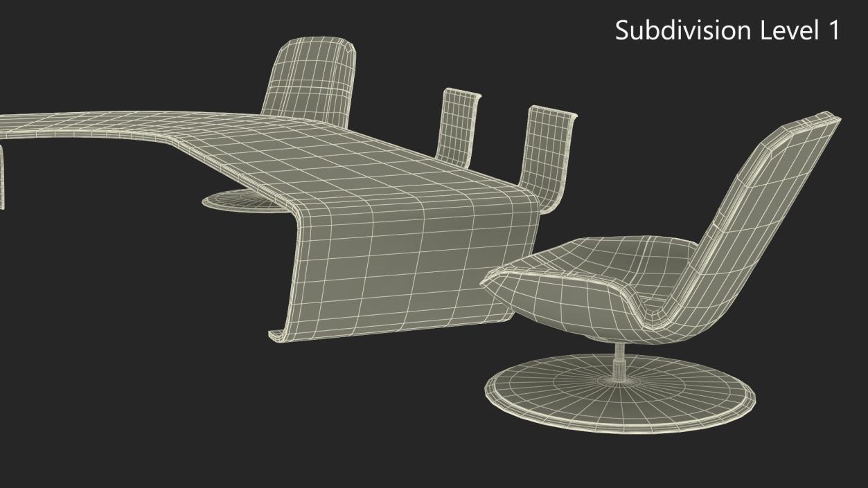 3D Futuristic Table with Chairs model