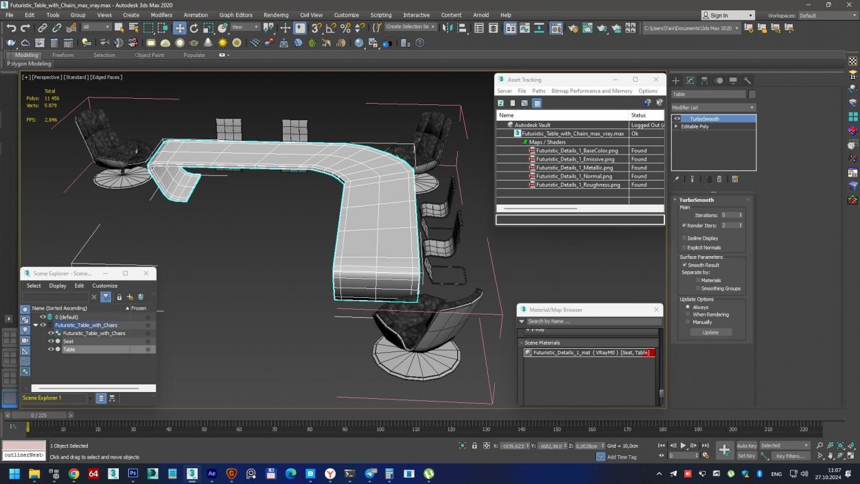 3D Futuristic Table with Chairs model