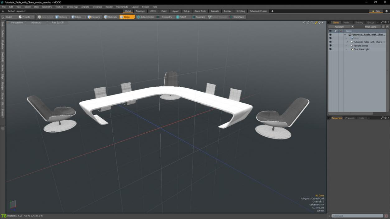 3D Futuristic Table with Chairs model