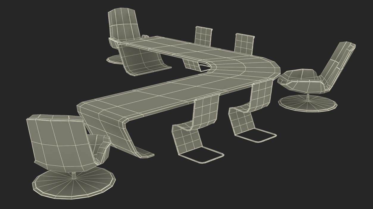 3D Futuristic Table with Chairs model