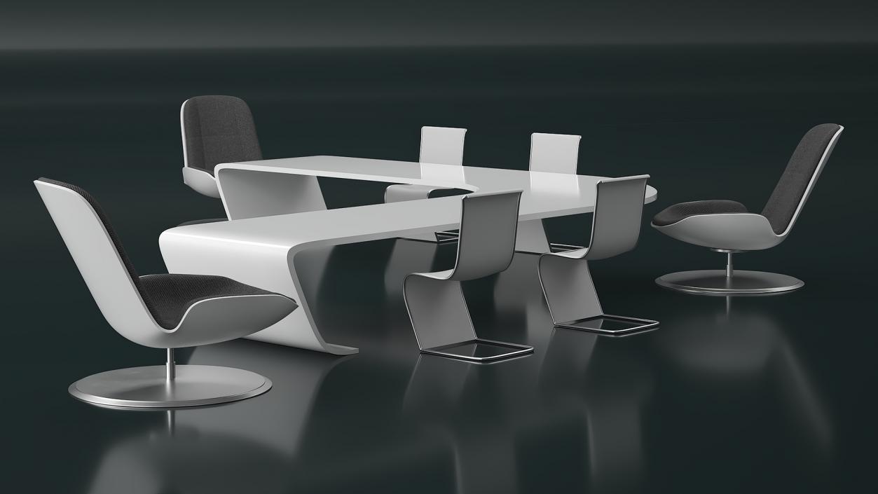 3D Futuristic Table with Chairs model