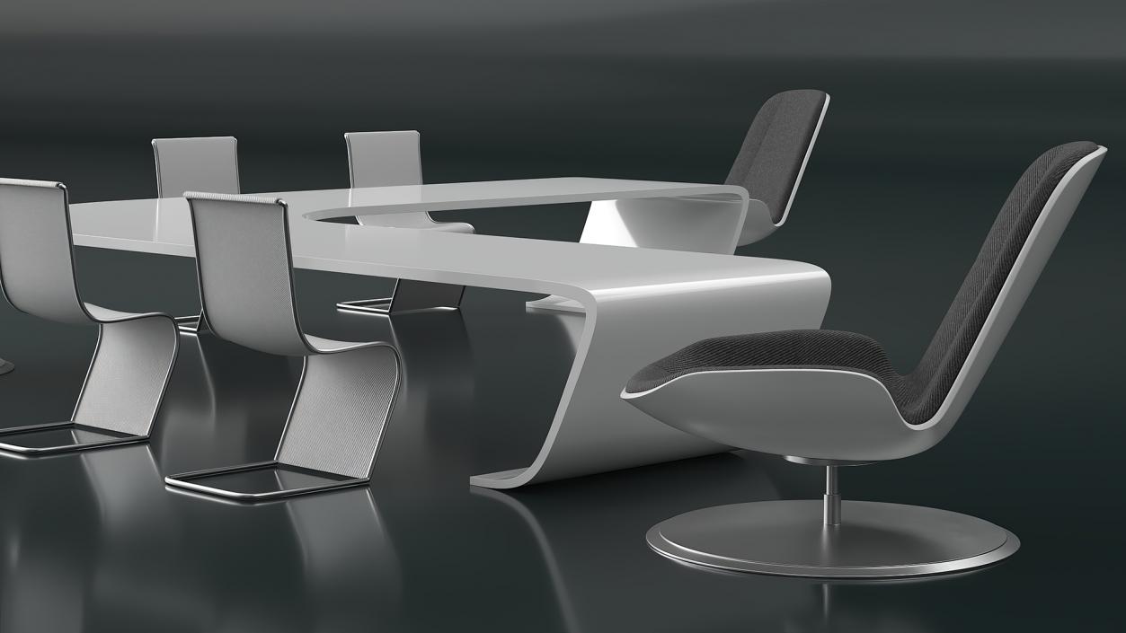 3D Futuristic Table with Chairs model