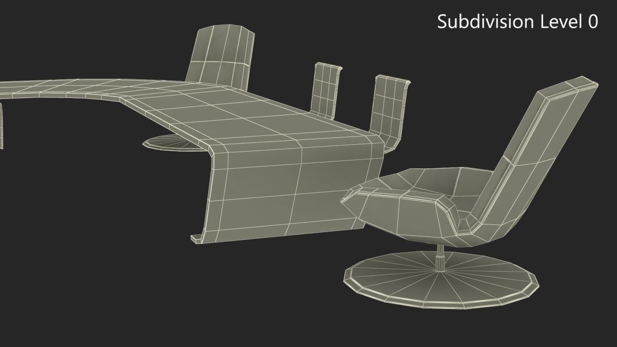 3D Futuristic Table with Chairs model