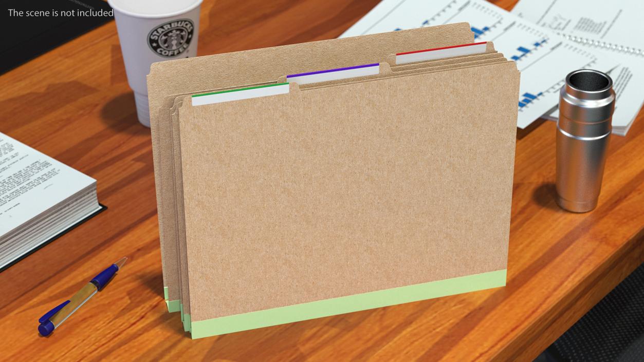 Brown Cardboard File Folder 3D