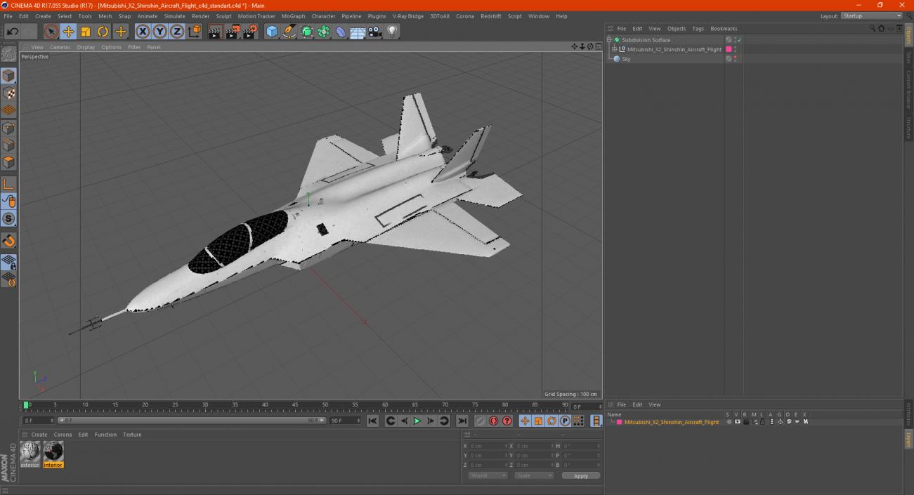 3D Mitsubishi X2 Shinshin Aircraft Flight model