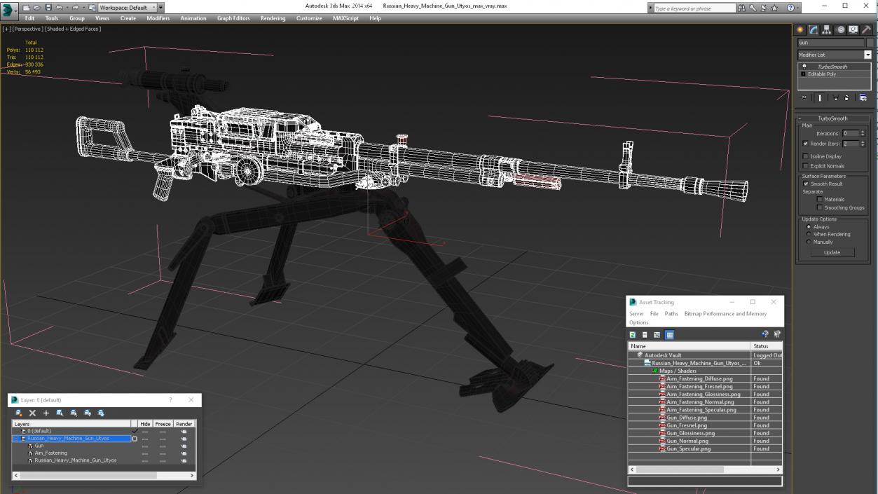 3D Russian Heavy Machine Gun Utyos