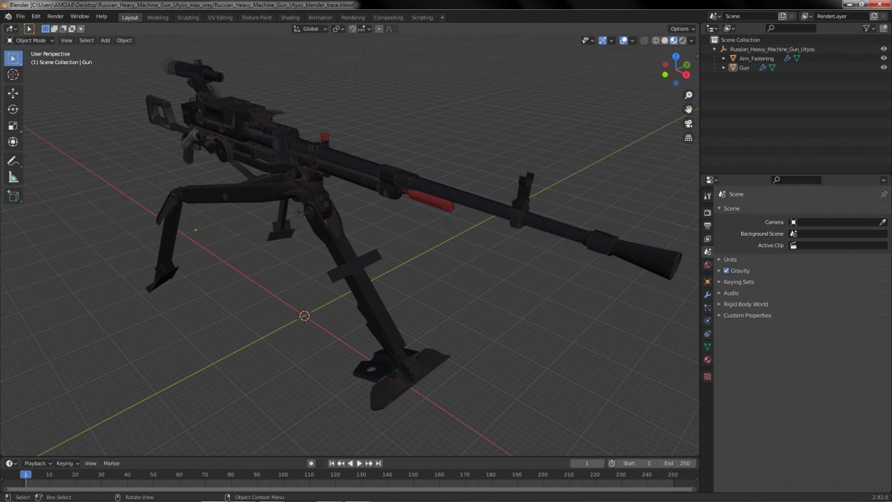 3D Russian Heavy Machine Gun Utyos