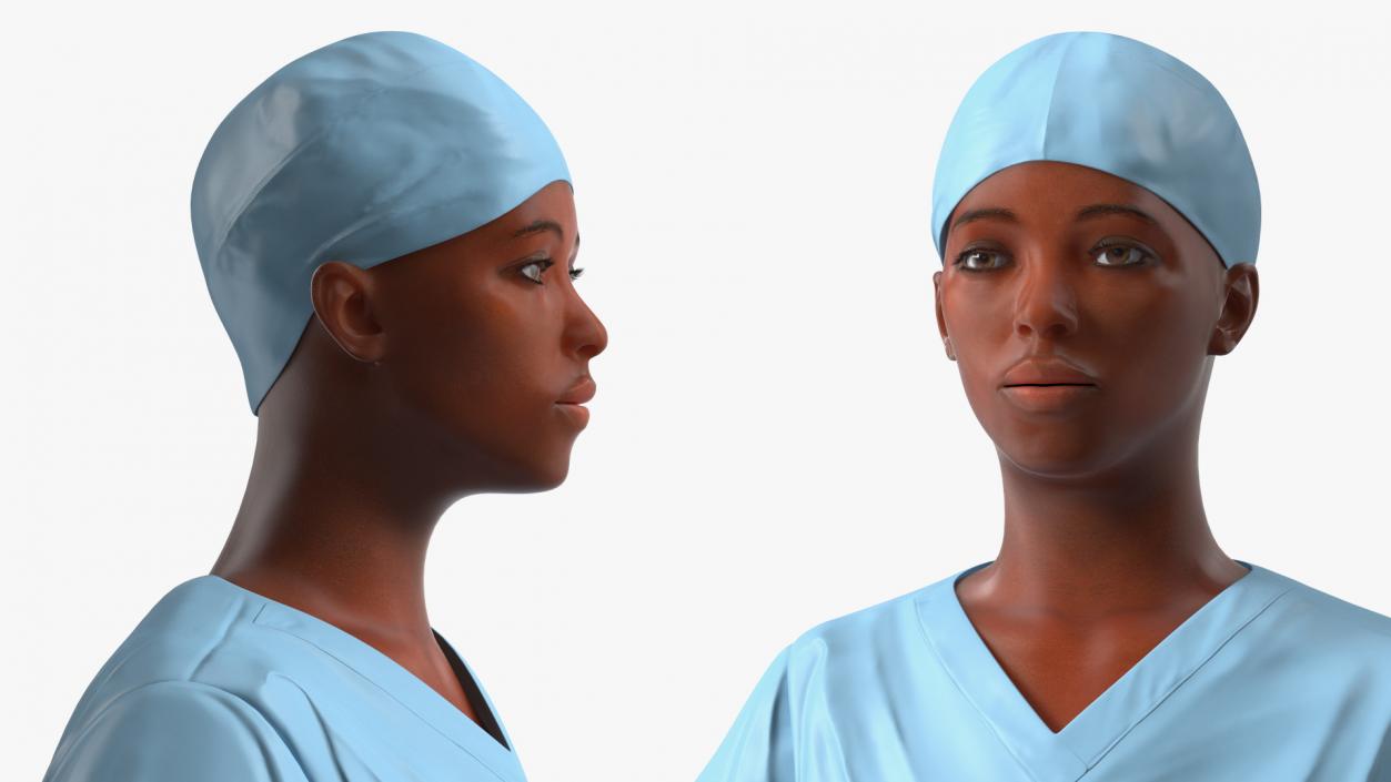 3D Female Medical Professional in Scrubs Fur