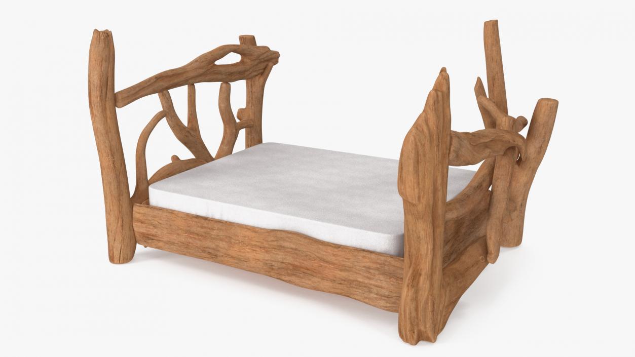 Log Rustic Snag Bed 3D model